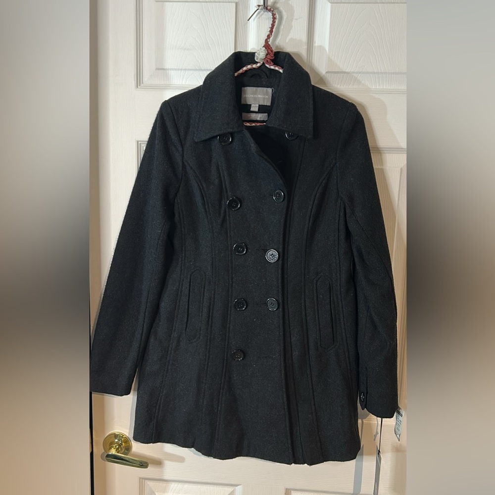 Women's Black Double-Breasted Coat NWT Xsmall - Picture 1 of 11